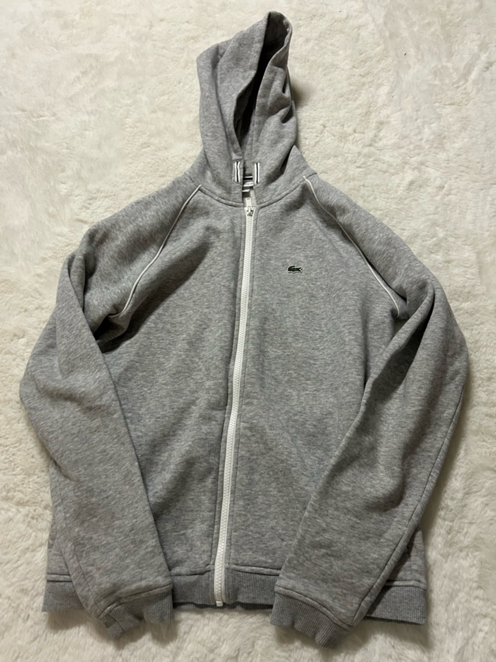 Lacoste Women's Grey Full-Zip Hoodie Sweater